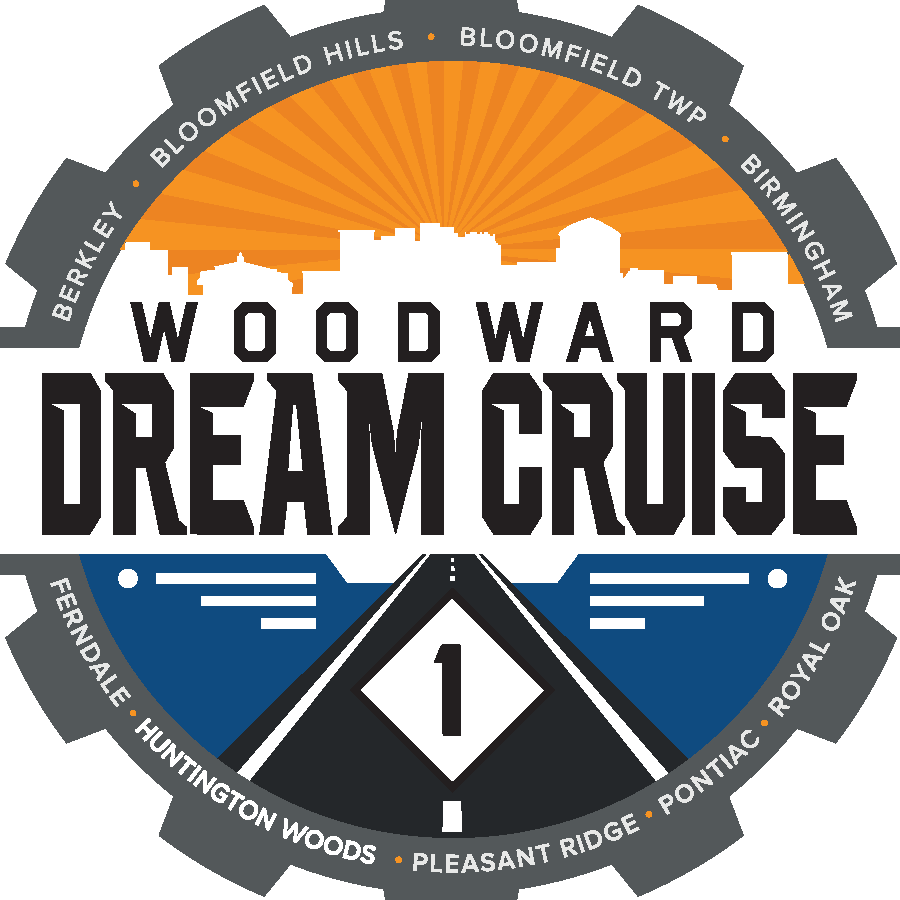 Logo of Woodward Dream Cruise highlighting the event's communities and excitement.