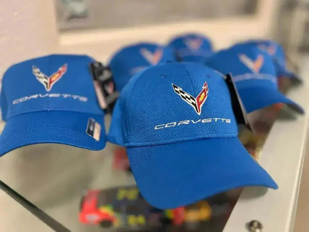 Display of over 100 different Corvette hats including C1 to C8 styles