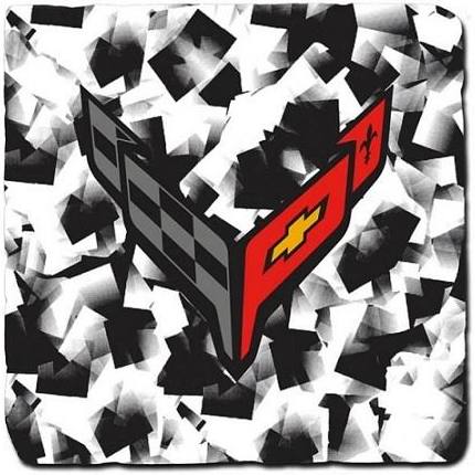 Corvette-branded drinkware and accessories including mugs, tumblers, and coasters