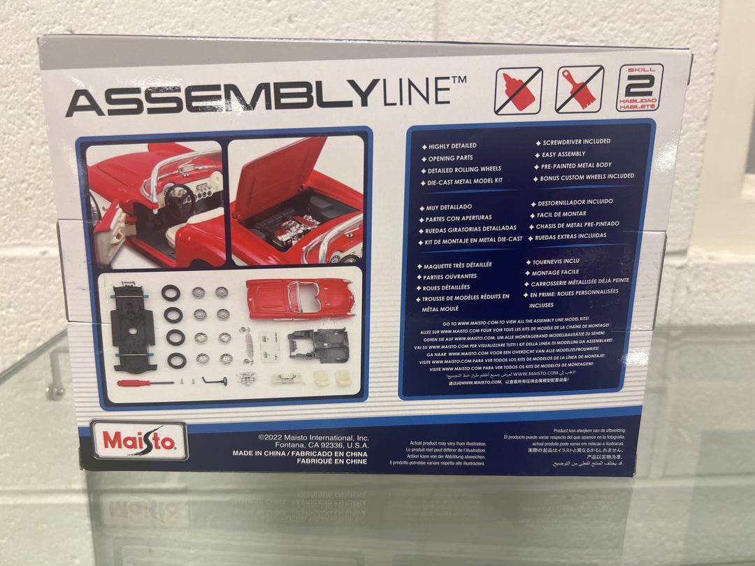 MAISTO ASSEMBLY LINE 1957 CHEVROLET CORVETTE 1/24 SCALE DIECAST MODEL CAR KIT RED