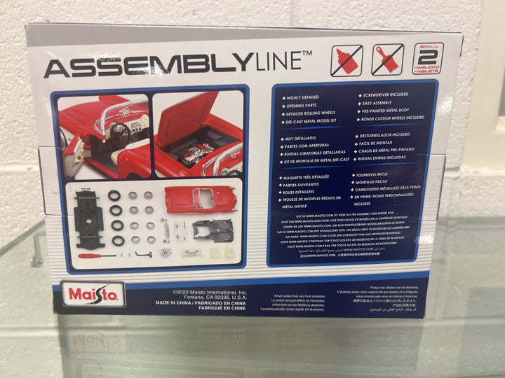 MAISTO ASSEMBLY LINE 1957 CHEVROLET CORVETTE 1/24 SCALE DIECAST MODEL CAR KIT RED