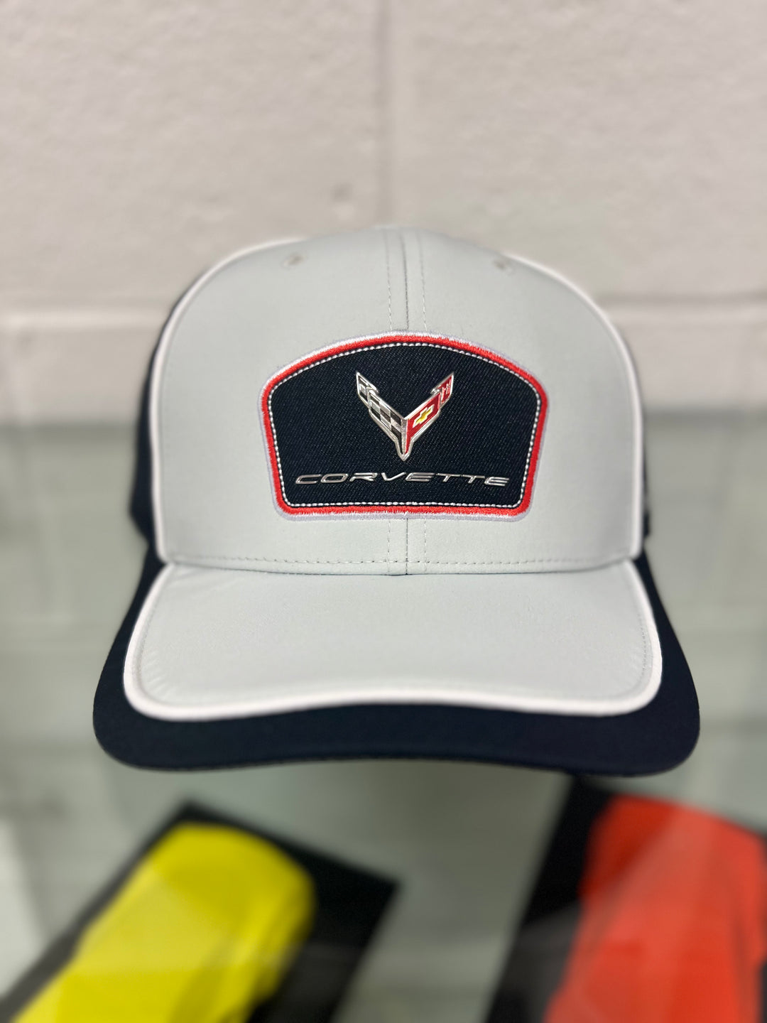 Lingenfelter Race Gear C8 Corvette twill performance hat with embroidered crossed flags Corvette logo
