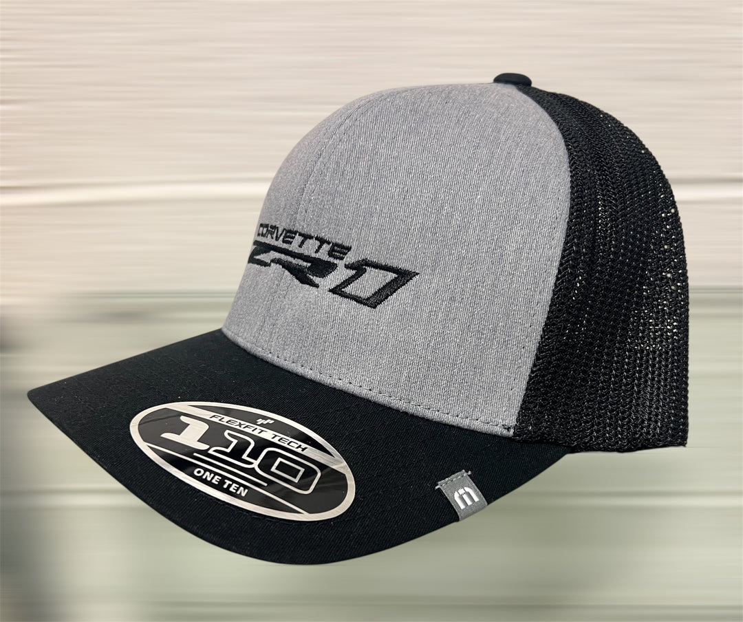 Gray and black Team Lingenfelter Corvette ZR1 Travis Matthew hat featuring the ZR1 logo and sporty design.
