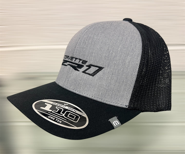Gray and black Team Lingenfelter Corvette ZR1 Travis Matthew hat featuring the ZR1 logo and sporty design.