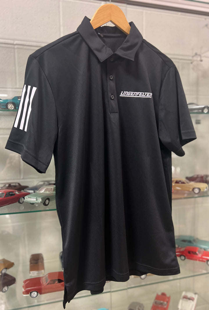Men's Black Adidas Polo Shirt 3 Stripes