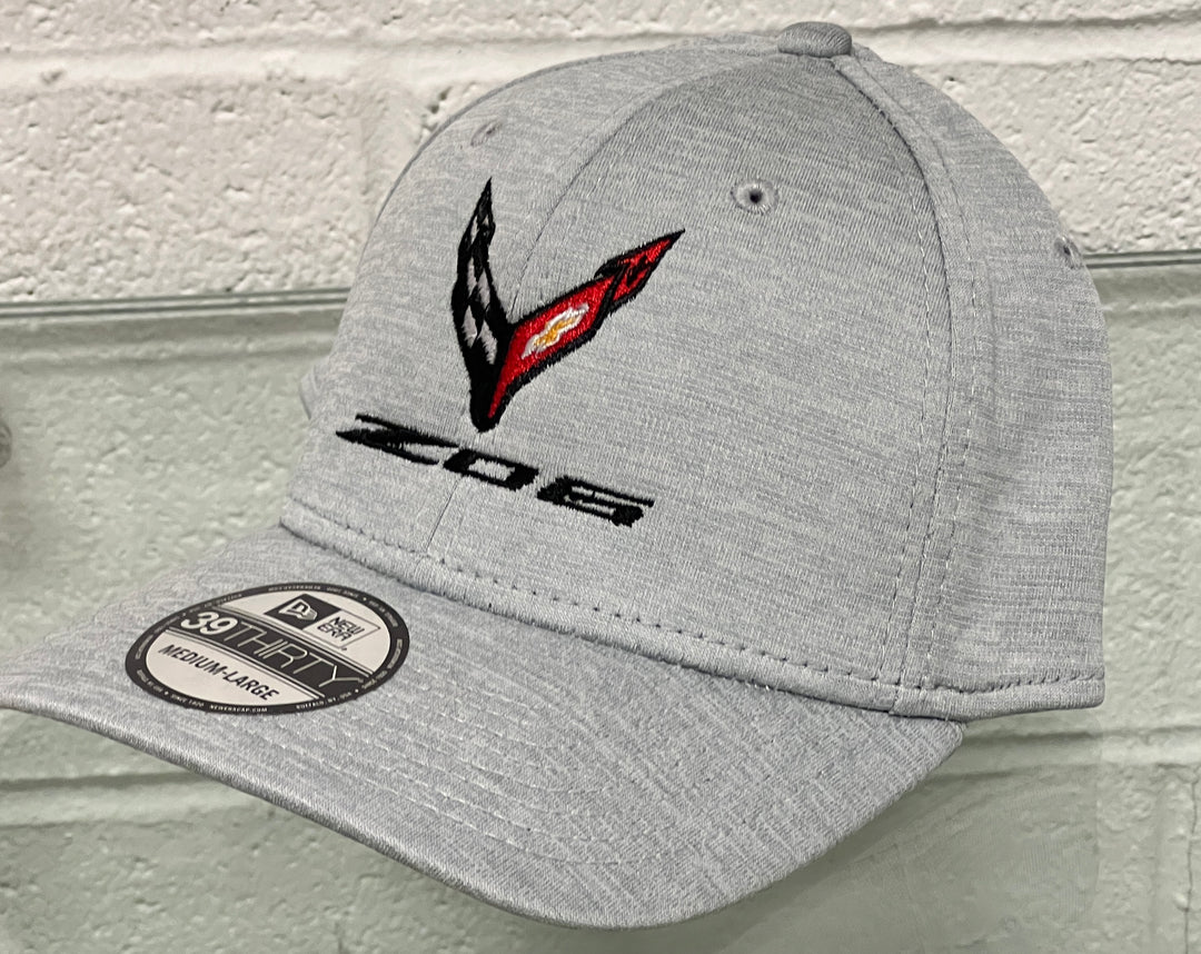 Gray cap with Corvette logo on a light gray background