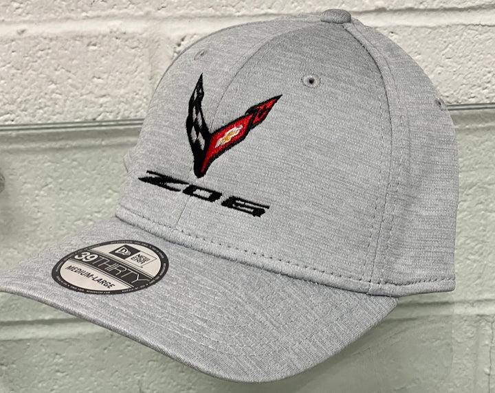 Gray cap with Corvette logo on a light gray background