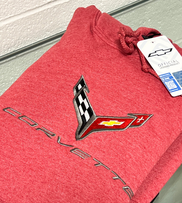 C8 Corvette Men's Hooded RED Sweatshirt GM licensed
