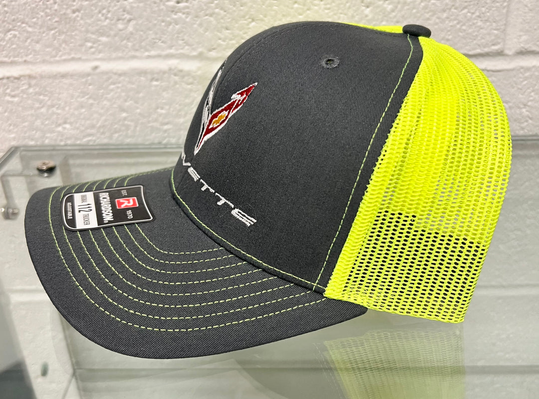 C8 Corvette Mesh-Back Cap Neon Yellow/Charcoal