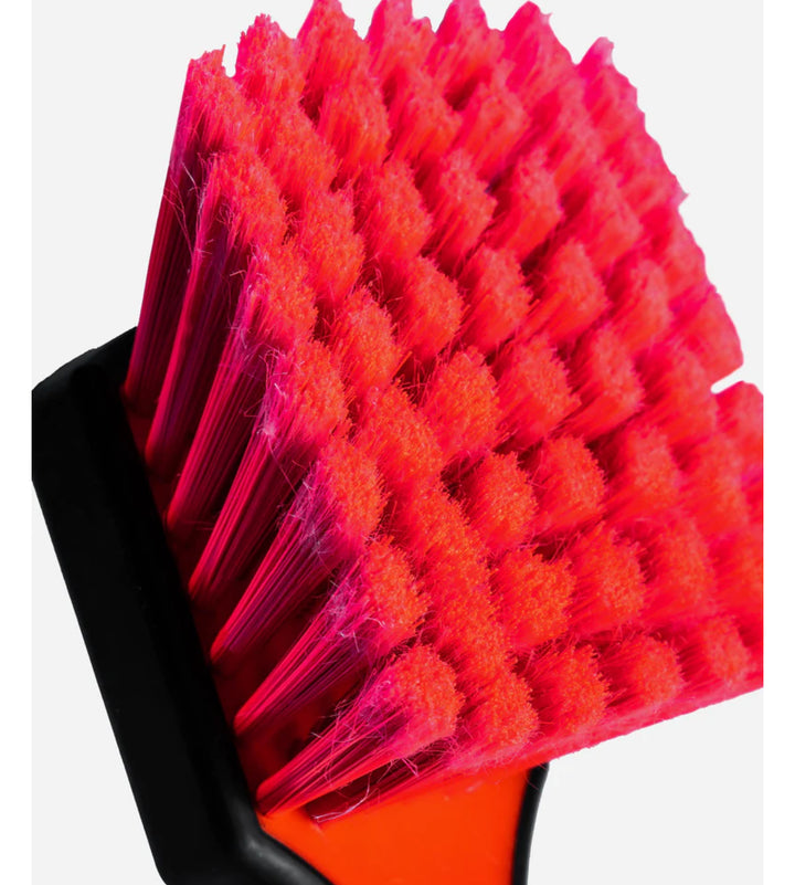 Team Lingenfelter Adam's Wheel Brush with soft bristles for cleaning car wheels and rims effectively.