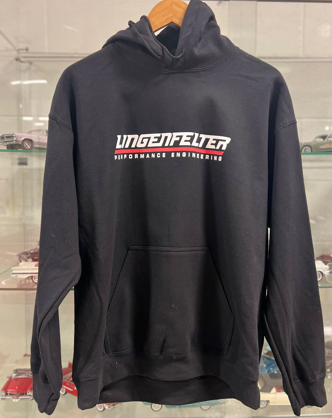 Lingenfelter Performance Engineering Black Hoodie with Red and White Logo
