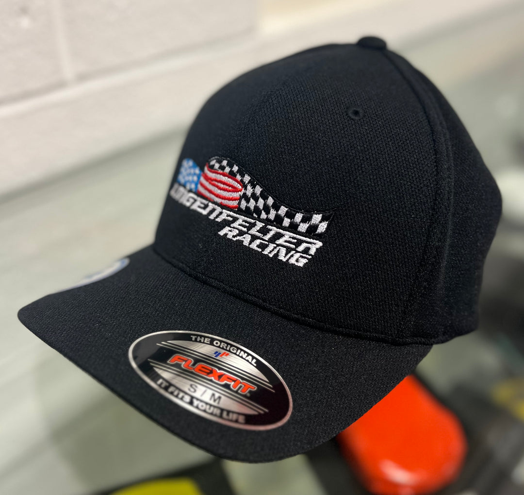 Lingenfelter Black Flexfit Racing Flag Logo front center