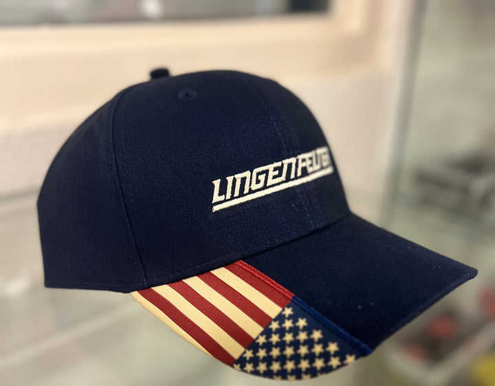 Lingenfelter Performance Engineering Navy Flag Hat Side View
