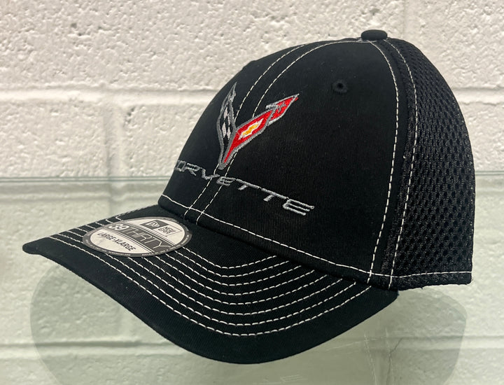 Black Corvette cap with logo on a white background
