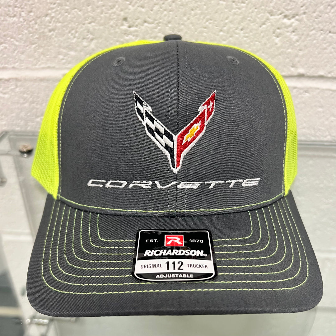 C8 Corvette Mesh-Back Cap Neon Yellow/Charcoal