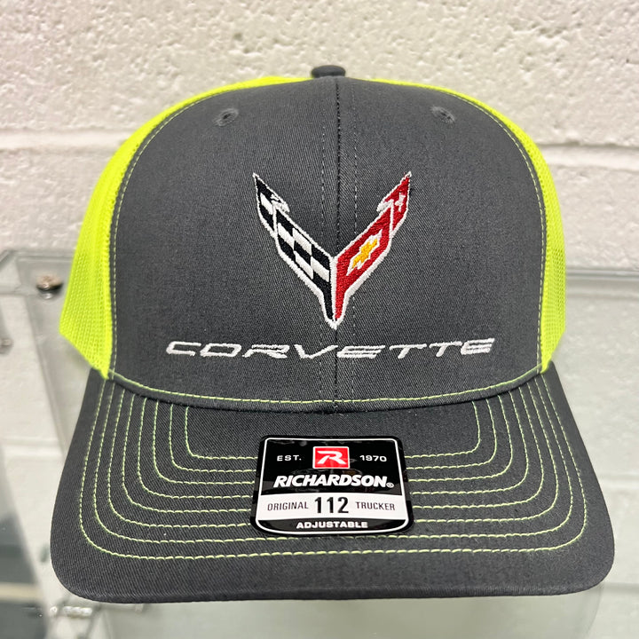 C8 Corvette Mesh-Back Cap Neon Yellow/Charcoal