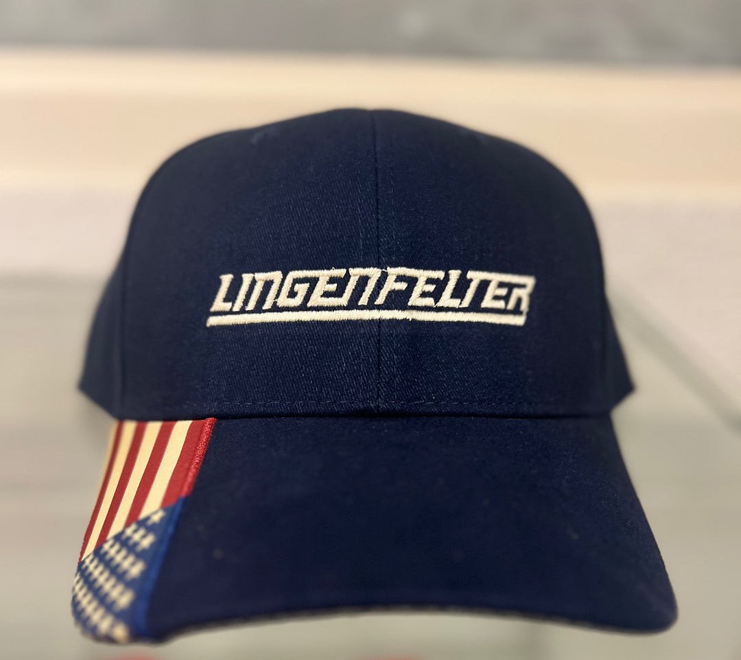 Lingenfelter Performance Engineering Navy Flag Hat Front View