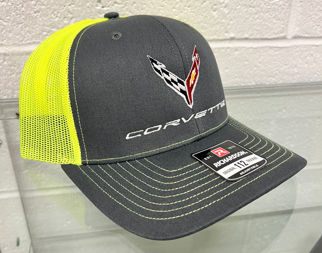 C8 Corvette Mesh-Back Cap Neon Yellow/Charcoal