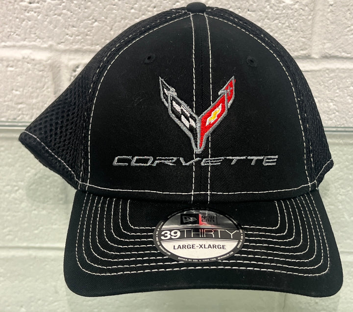 Black Corvette cap with logo on a white background