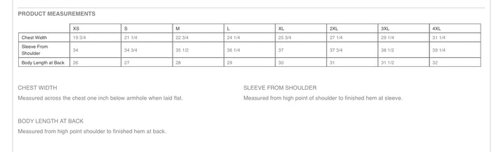 C7 Corvette Men's Jacket Size Chart