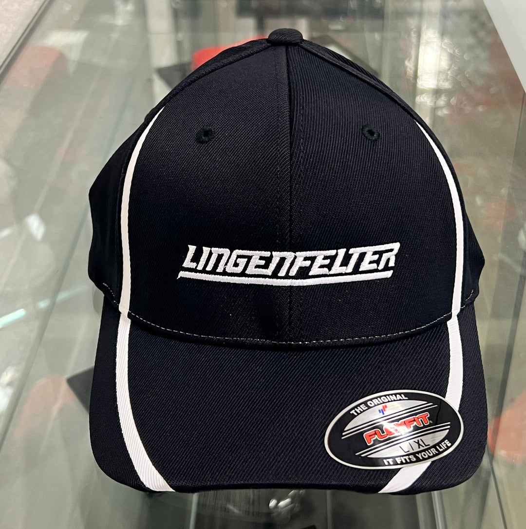Lingenfelter Flexfit Hat Black White Racing Stripes