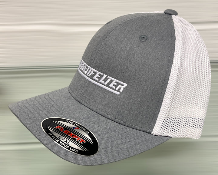 Lingenfelter Flexfit Hat Heather Grey White Side View