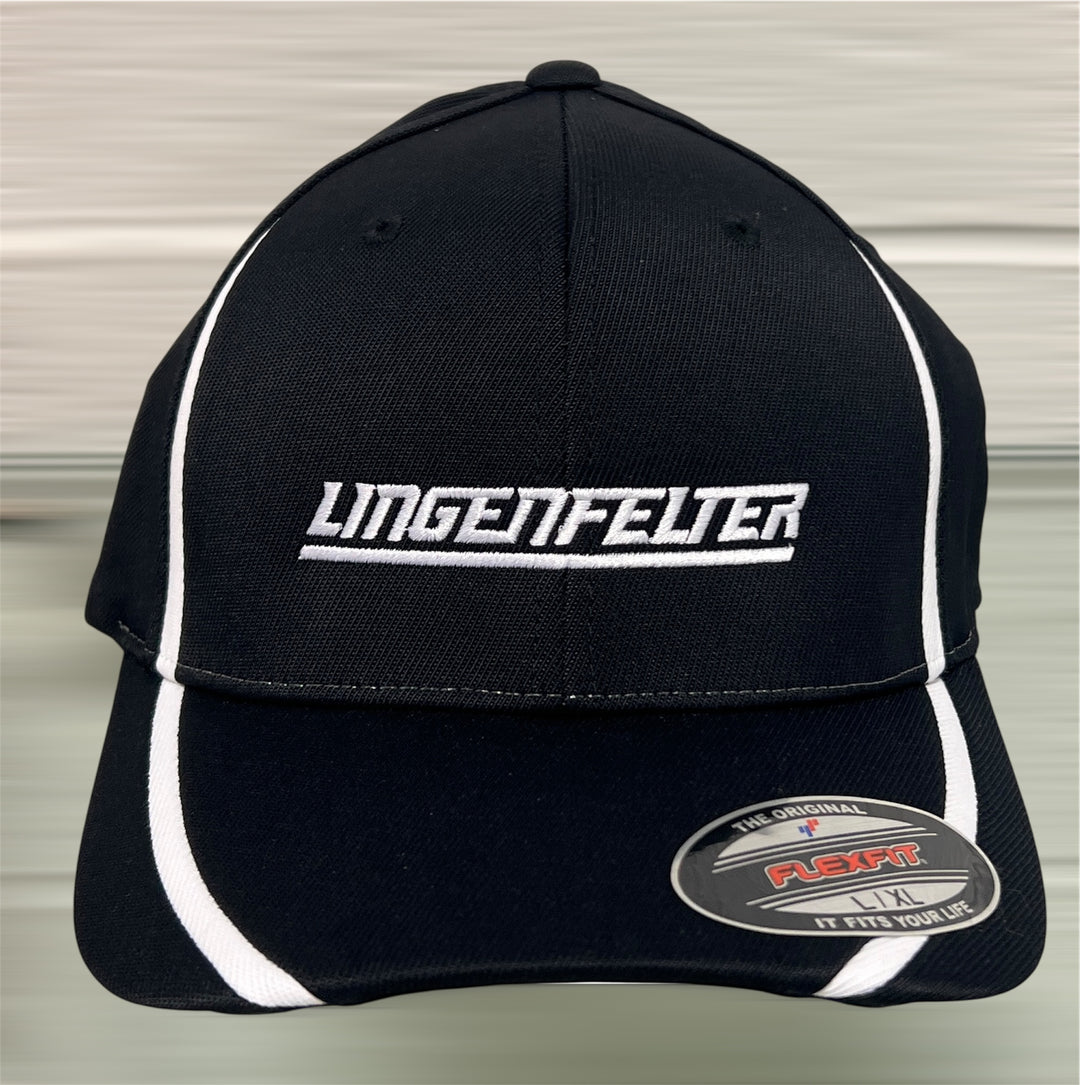 Lingenfelter Flexfit Hat Black White Racing Stripes