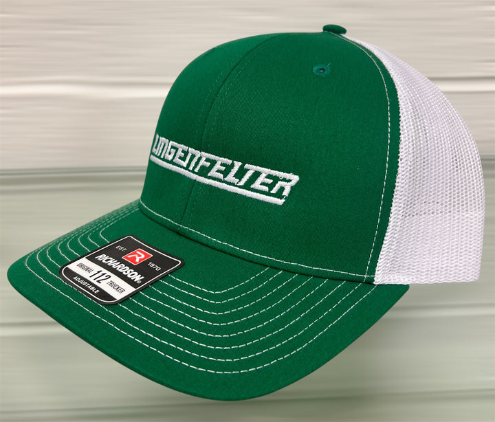 Green and white cap with 'Lingenfelter' branding on a neutral background