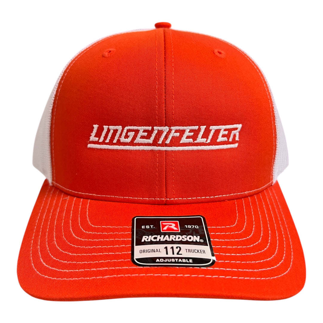 Lingenfelter Performance Engineering Orange and White Mesh Snapback Hat