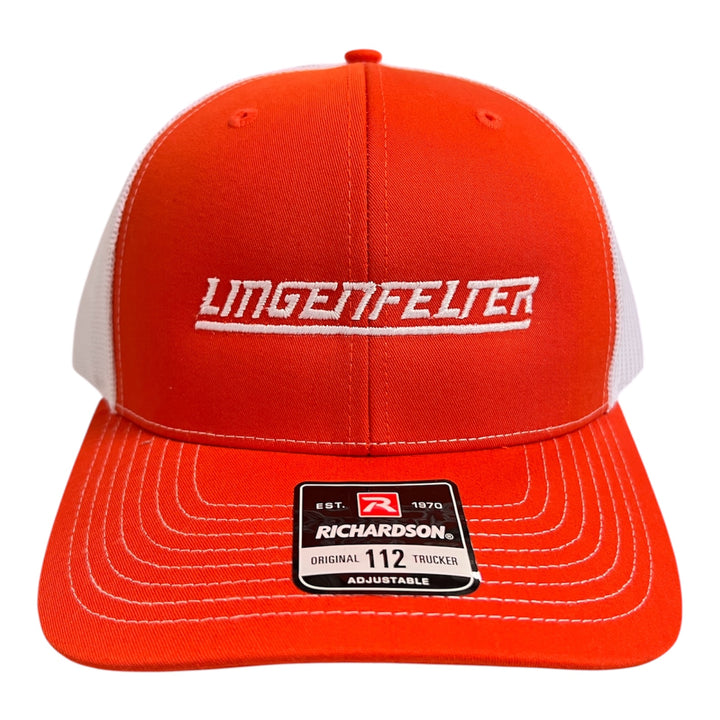 Lingenfelter Performance Engineering Orange and White Mesh Snapback Hat