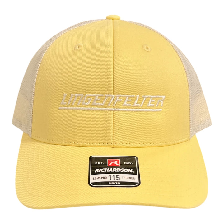 Lingenfelter Low profile mesh trucker hat yellow and white