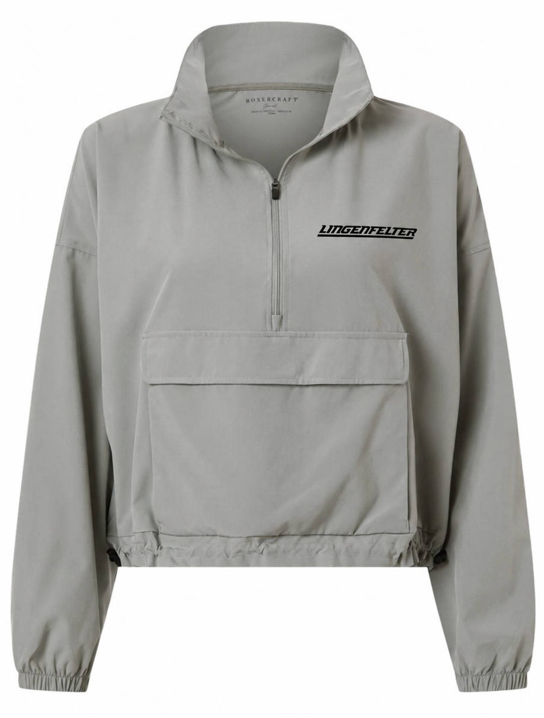 Lingenfelter performance engineering Gray pullover with a brand logo on a white background