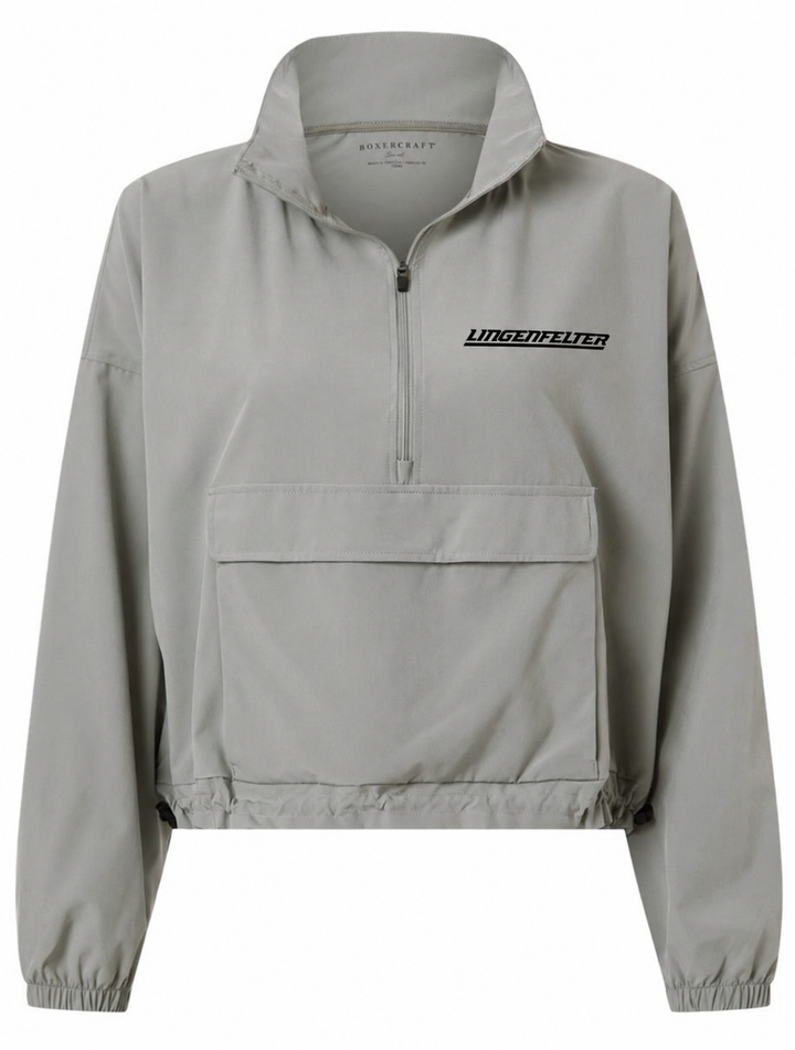 Lingenfelter performance engineering Gray pullover with a brand logo on a white background