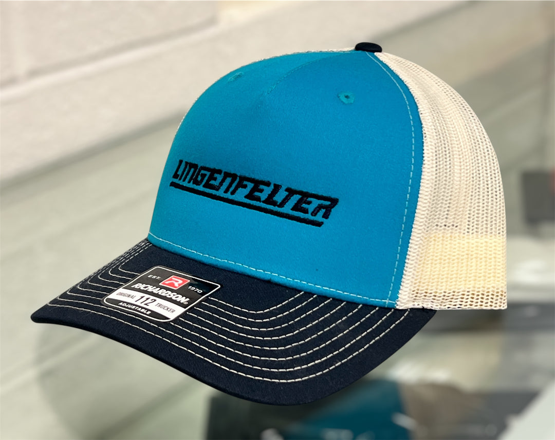 Lingenfelter Snapback Trucker Cap Navy Teal Blue