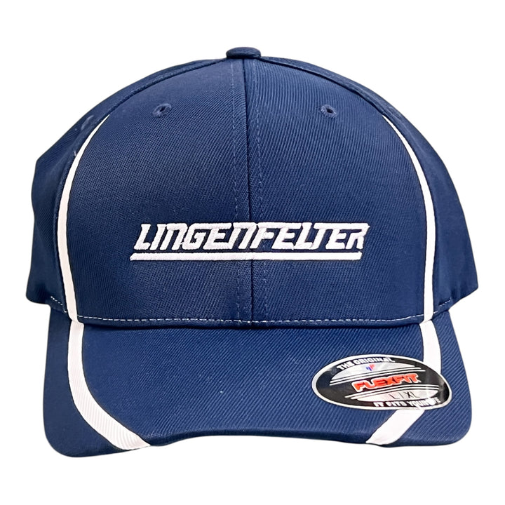 Lingenfelter Flexfit Navy Hat White Racing Stripes