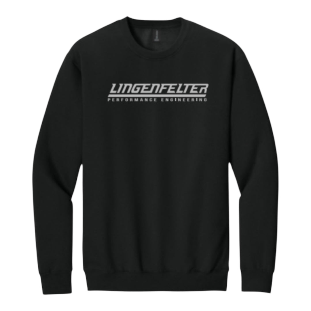 Lingenfelter Black Crew Sweatshirt Silver logo