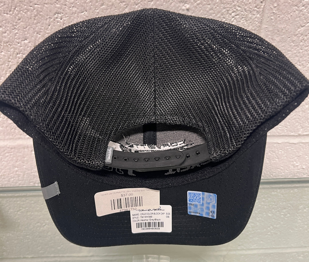 Team Lingenfelter C8 Corvette ZR1 Travis Matthew mesh snapback hat, front and back views showing logo and design details.