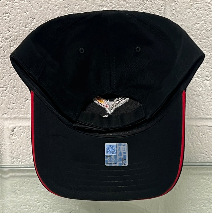 Black low profile C7 Corvette hat by Team Lingenfelter, shown from the back view with embroidered logo and adjustable strap.