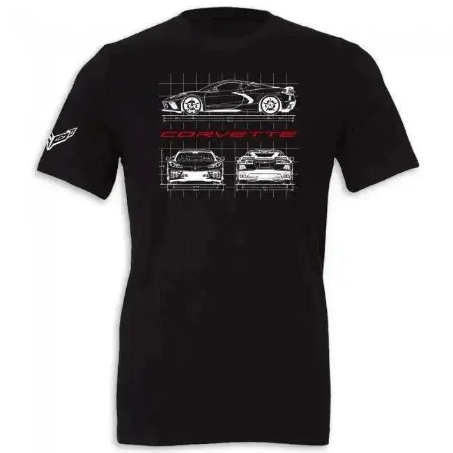 C8 Corvette Blueprint Tee Black - Team Lingenfelter