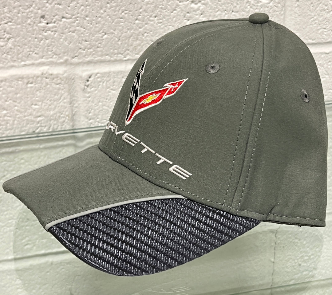 Lingenfelter Race Gear C8 Corvette hat with carbon fiber details, stylish hat featuring Corvette branding and sleek design.
