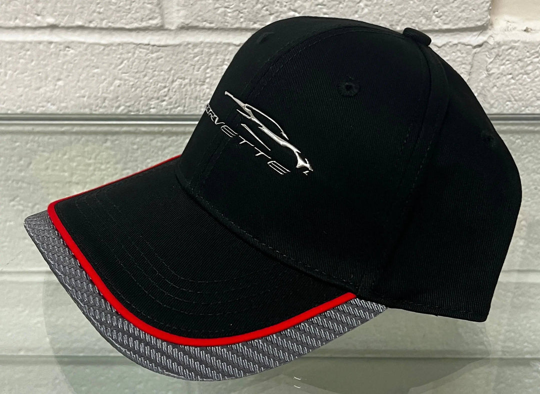 Corvette gear – adjustable black hat with red trim