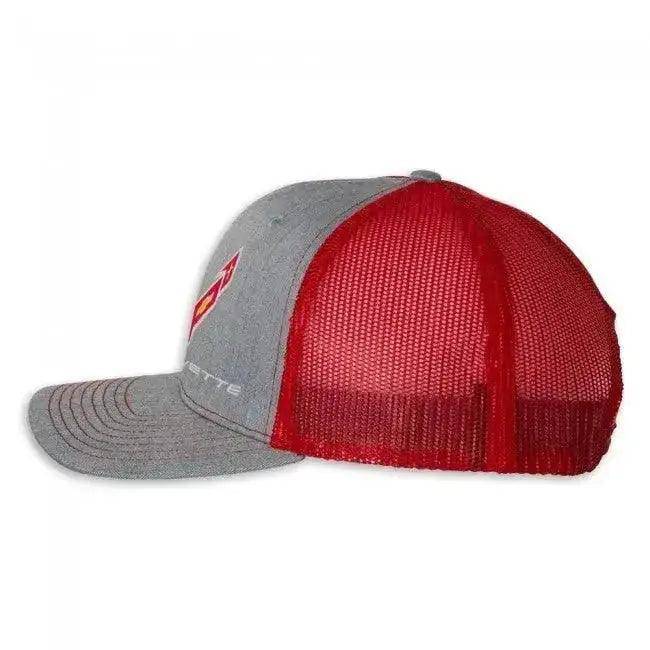 C8 Corvette Red/Gray Mesh Hat - Team Lingenfelter