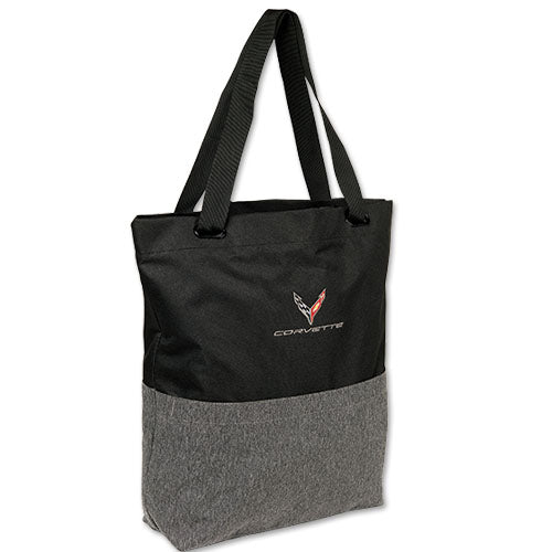 Team Lingenfelter C8 Corvette convertible tote bag featuring a sleek design and Corvette logo on durable fabric.