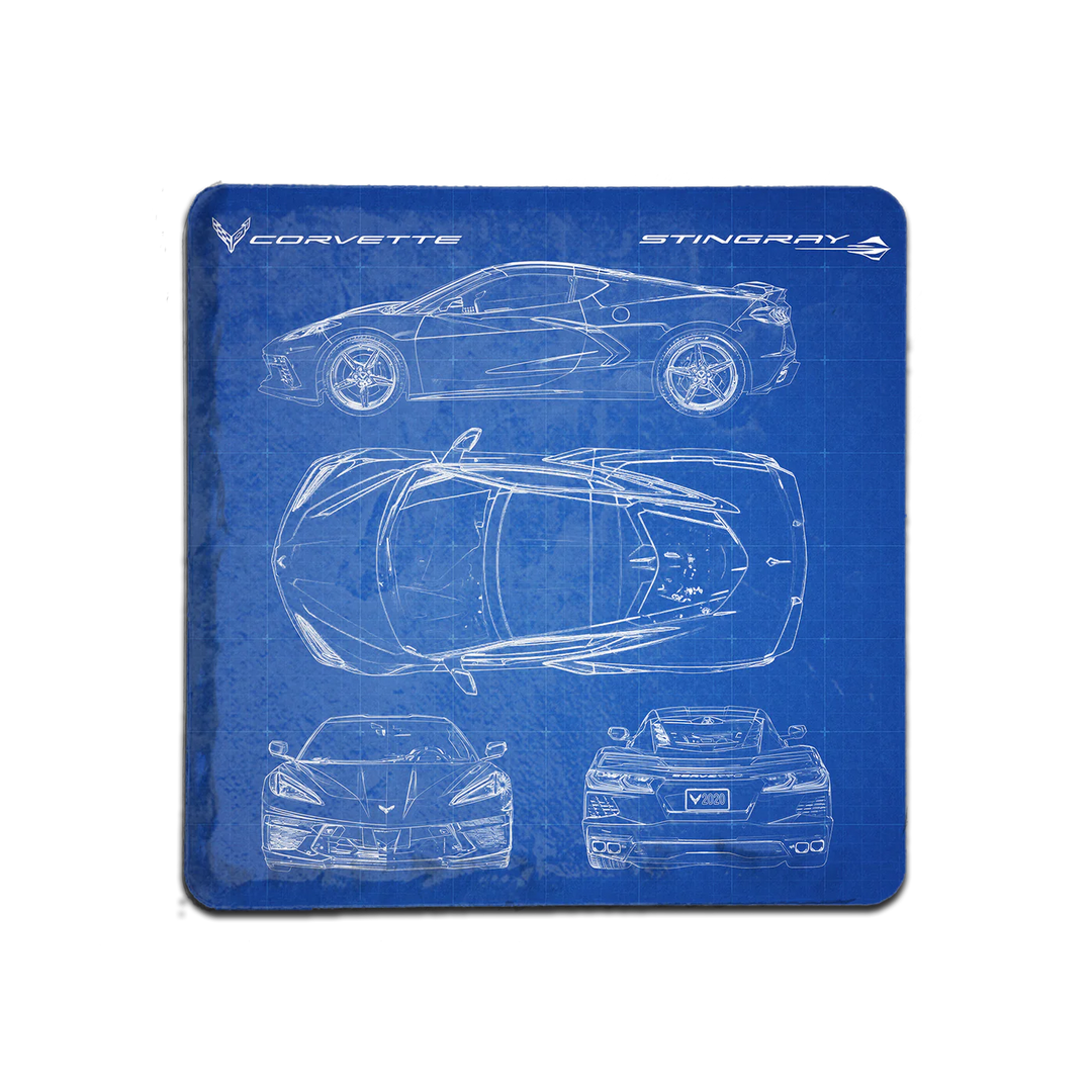 C8 Corvette Blue Print Stone Coaster