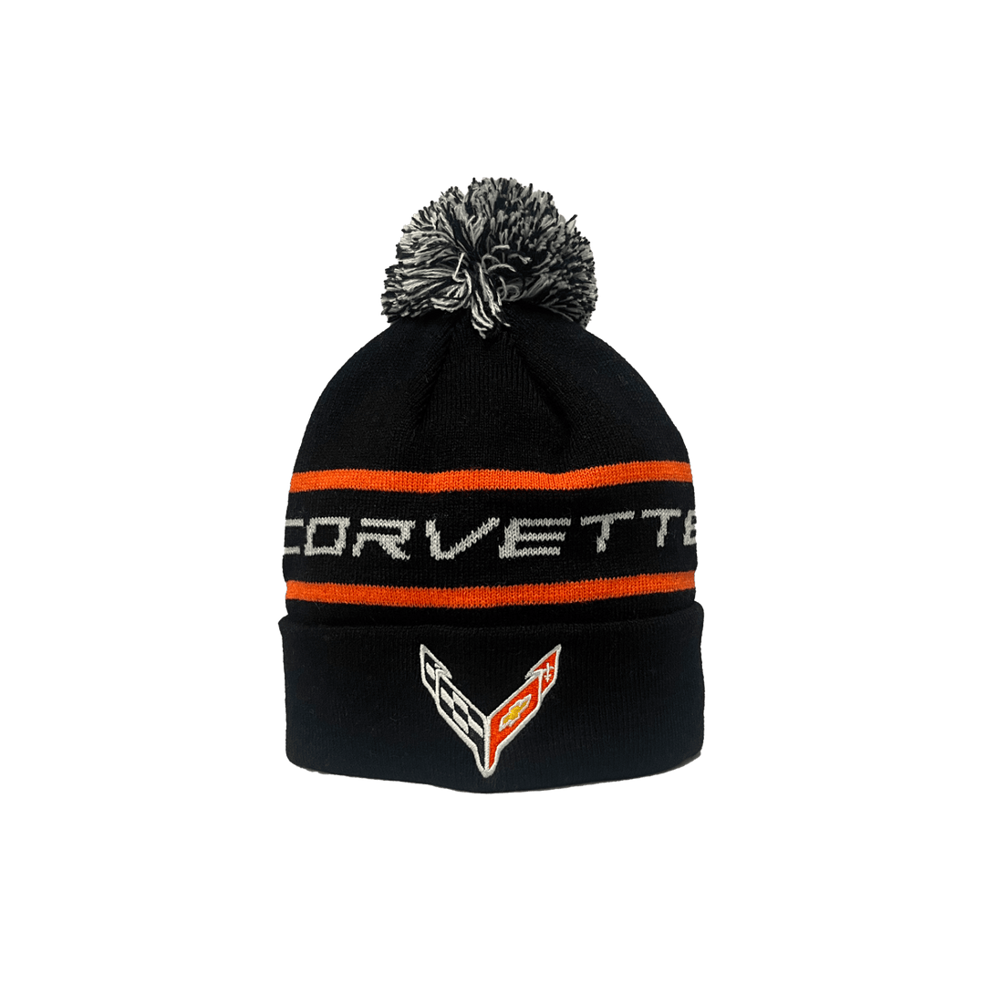 C8 Corvette knit hat orange black