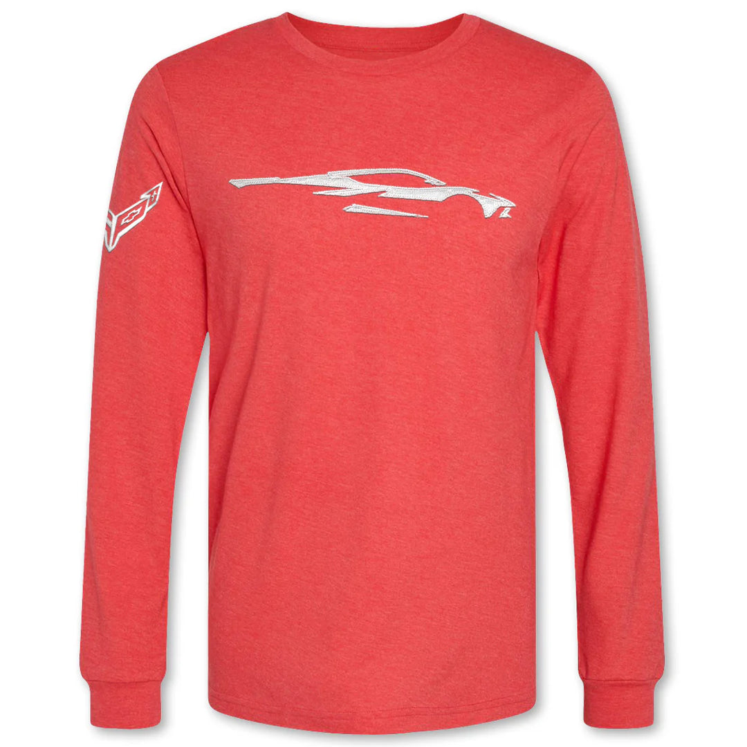 C8 Corvette Men's Long Sleeve Tee Heather Red