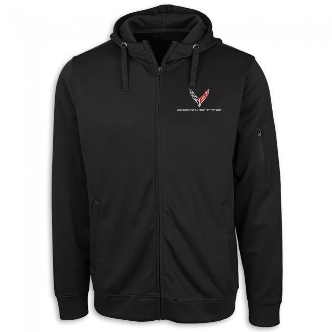C8 Corvette Men' Full Zip Black Hoodie