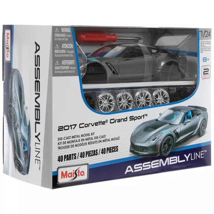 Maisto 1:24 Assembly Line 2017 Chevrolet Corvette Grand Sport - Grey