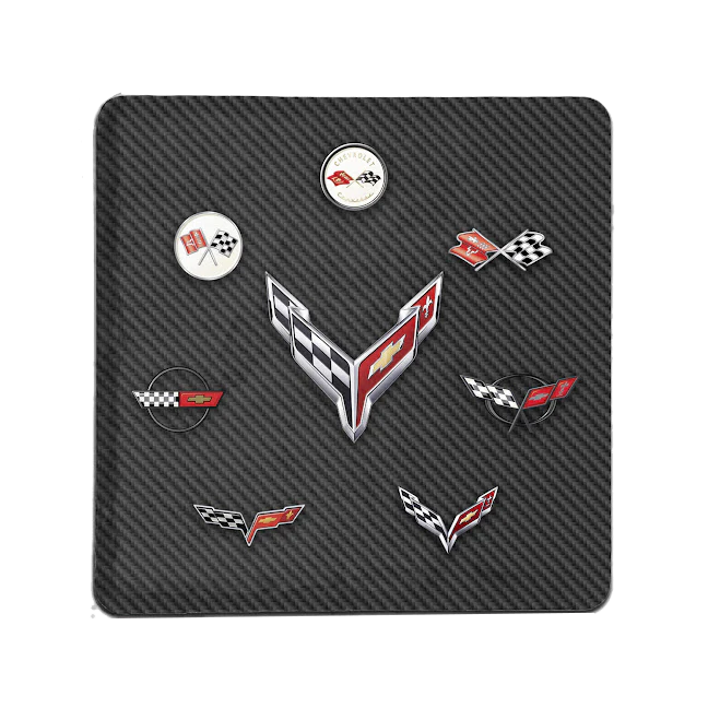 Corvette All Generations Stone Coaster Carbon Finish