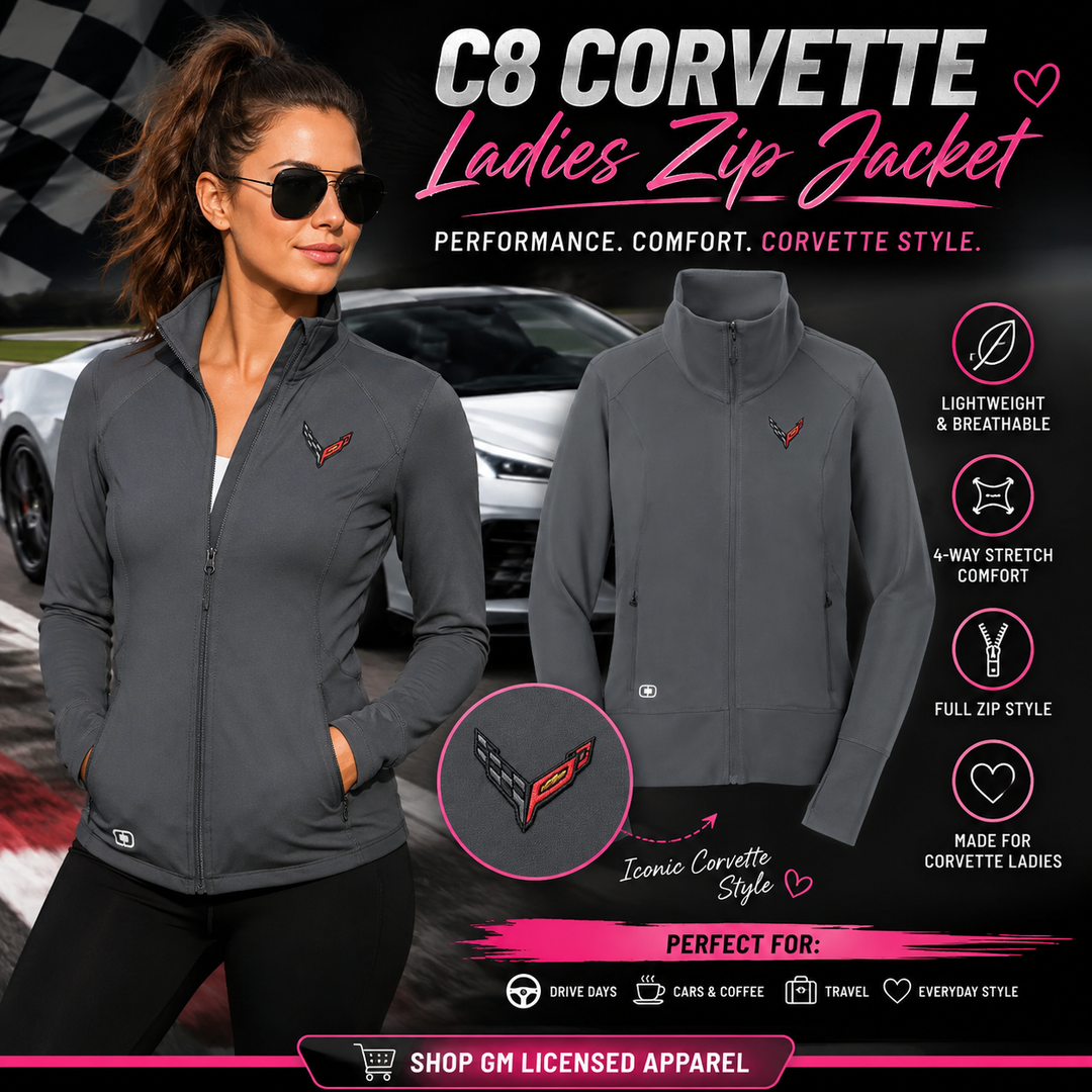 C8 Corvette ladies ogio full zip jacket.  light weight